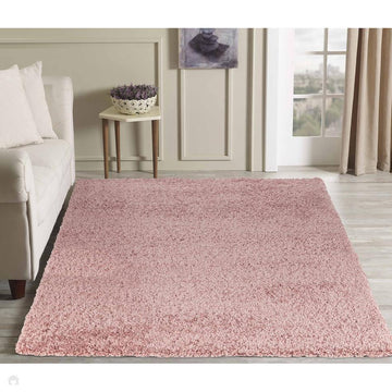 Oxford OXF00 Plain Plush Soft Stain-Resistant Textured Polypropylene Shaggy Baby Pink Rug-Desire Rugs-Rug Love - The Most Loved Rug Store